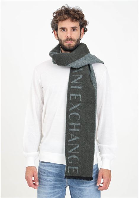 Green wool scarf with logo print ARMANI EXCHANGE | 9543003F15004189